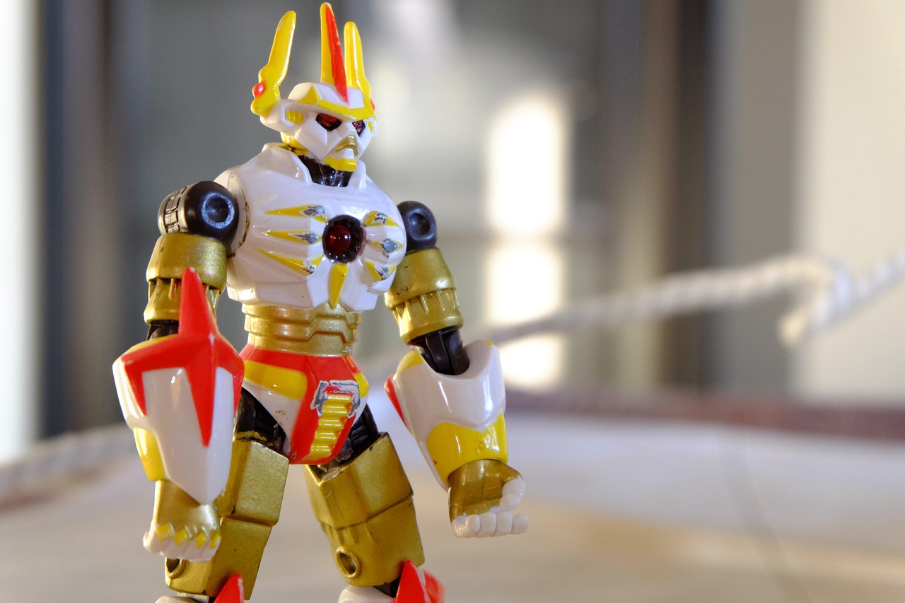 Cavalieri dello Zodiaco vintage degli anni '80, collezione di action figure in esposizione.